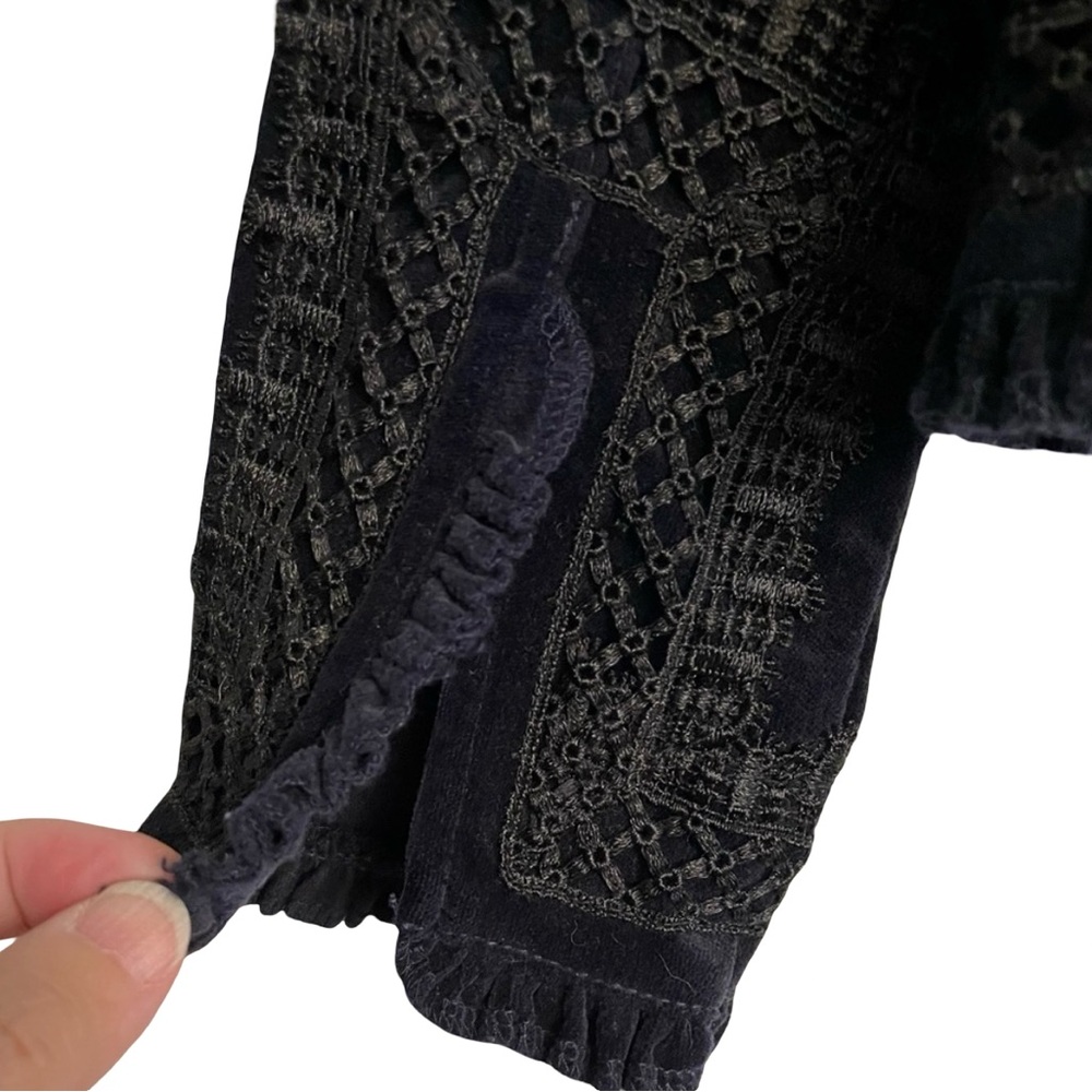 Medium INC Unique Blue Velvet and Black Brocade Jacket - Picture 7 of 10
